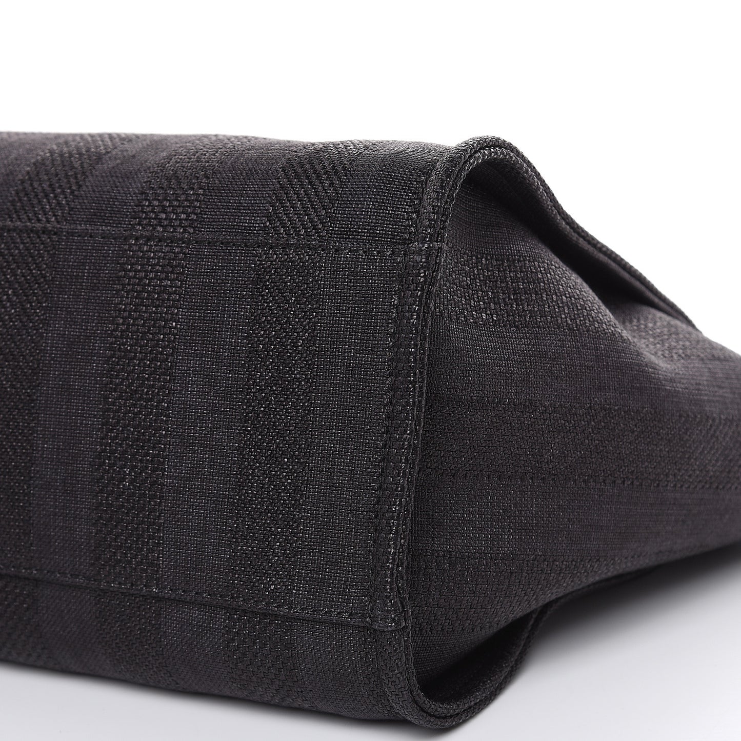 Straw Raffia Calfskin Striped Large Deauville Tote Black