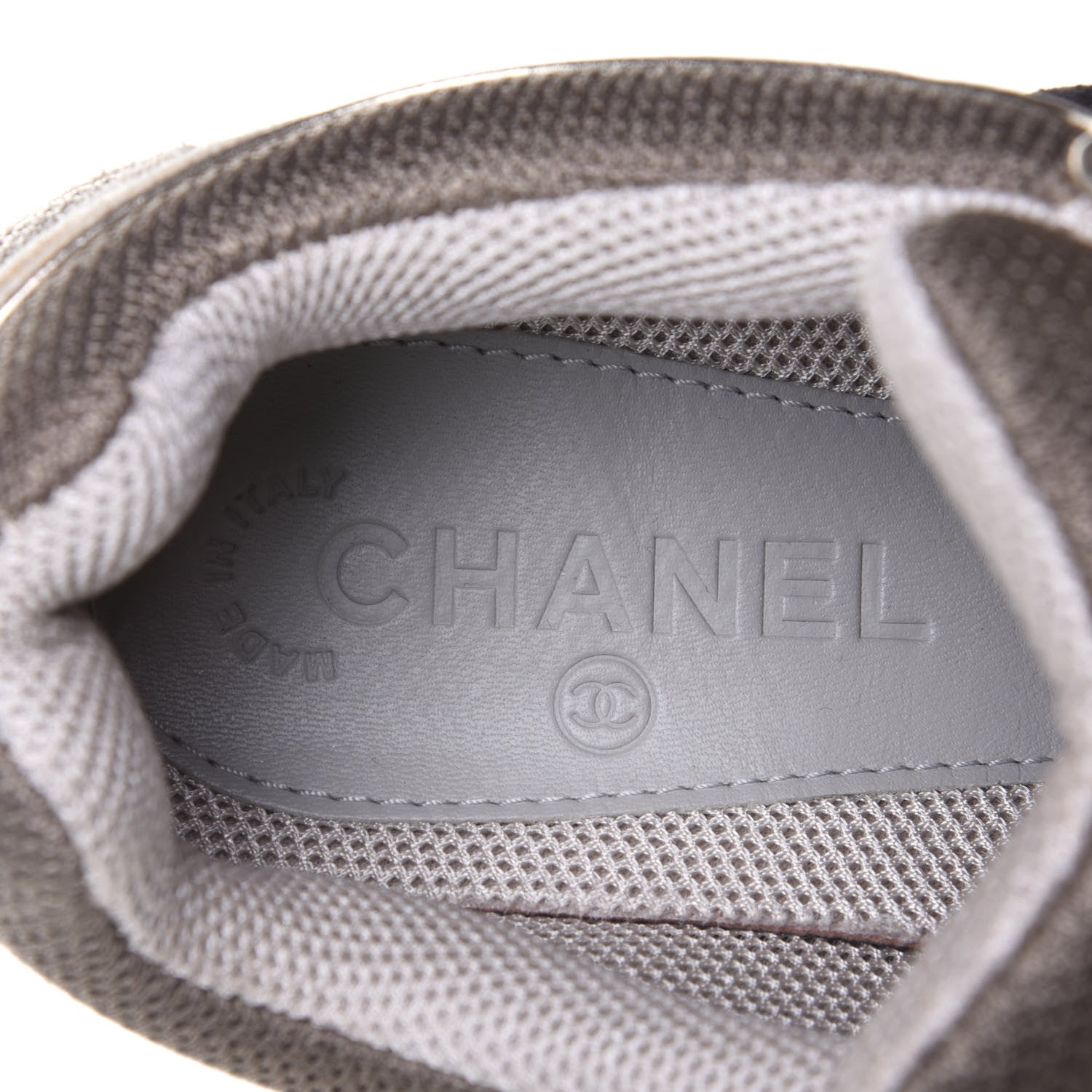 Chanel Suede Calfskin Womens CC Sneakers 38.5 Black White 9 of 11