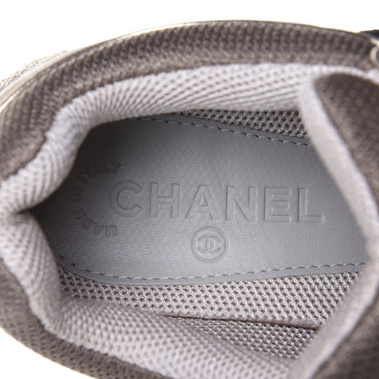 Chanel Suede Calfskin Womens CC Sneakers 38.5 Black White 9 of 11