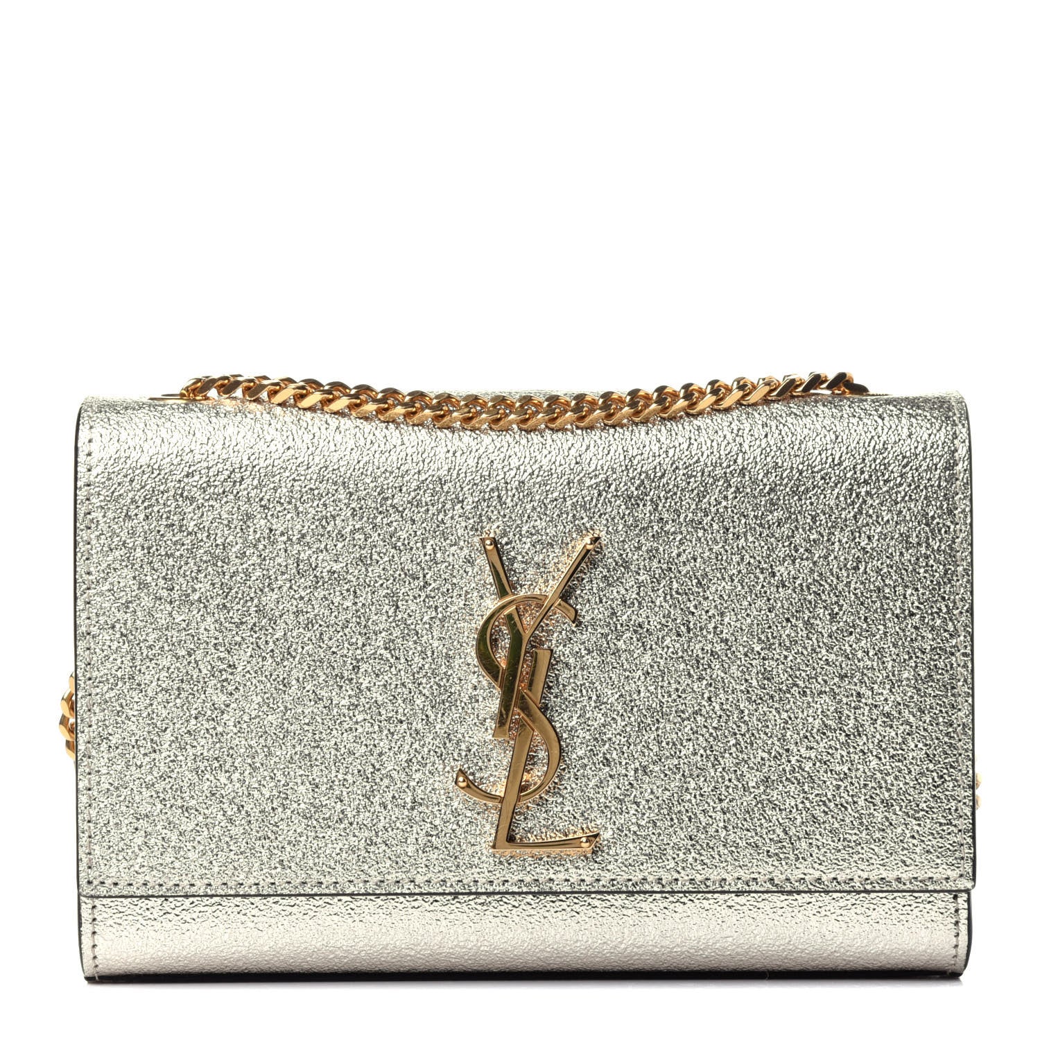 Saint Laurent Metallic Calfskin Small Classic Monogram Kate Satchel Gold 1 of 14