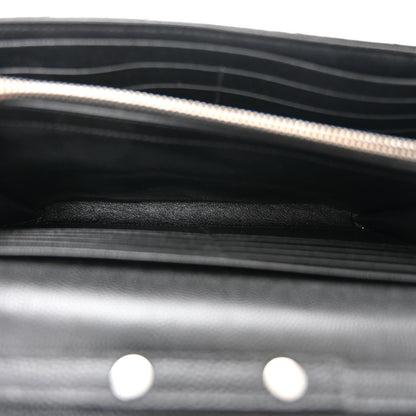 Saint Laurent Grain De Poudre Matelasse Chevron Monogram Chain Wallet Black 6 of 12