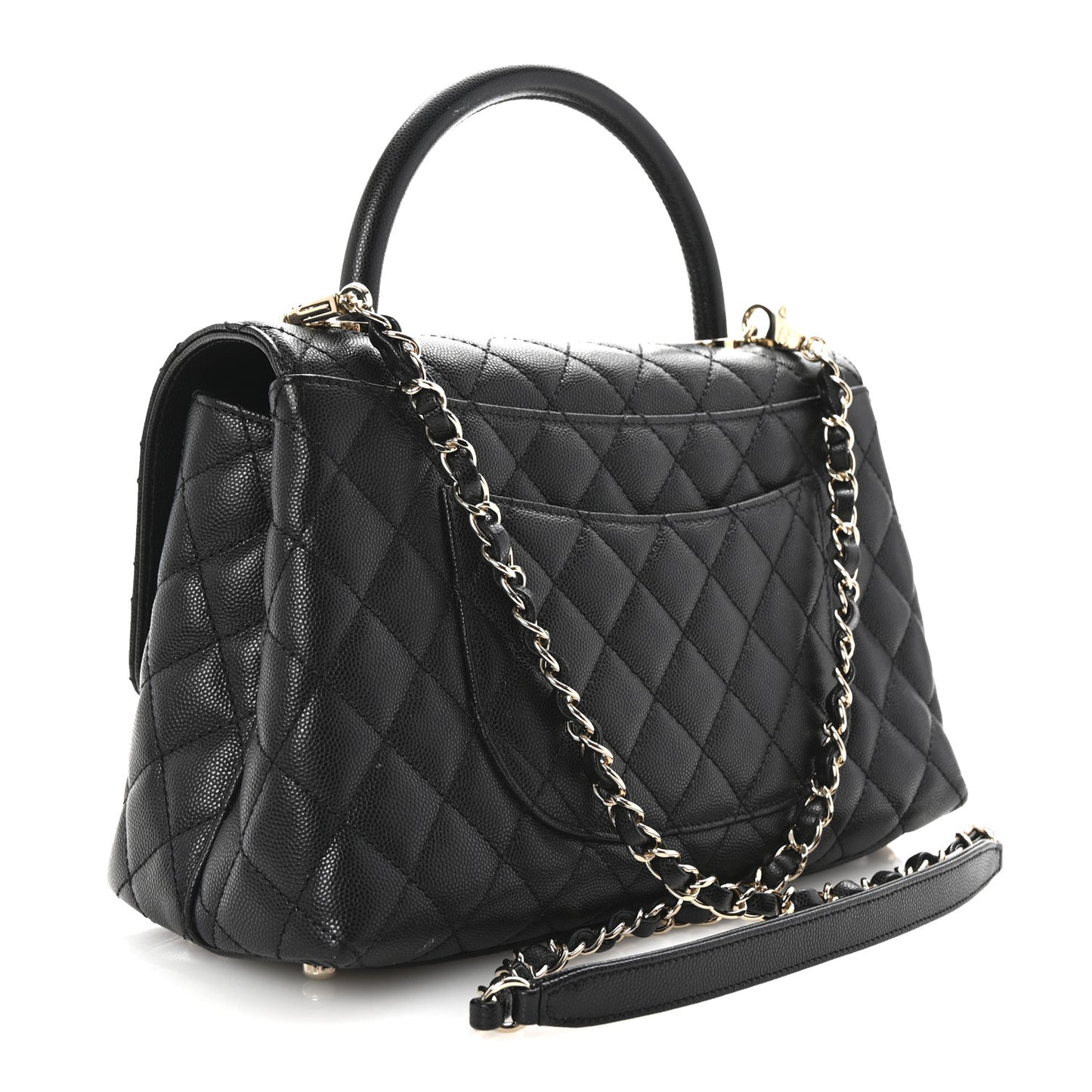 Caviar Quilted Small Coco Handle Flap Black