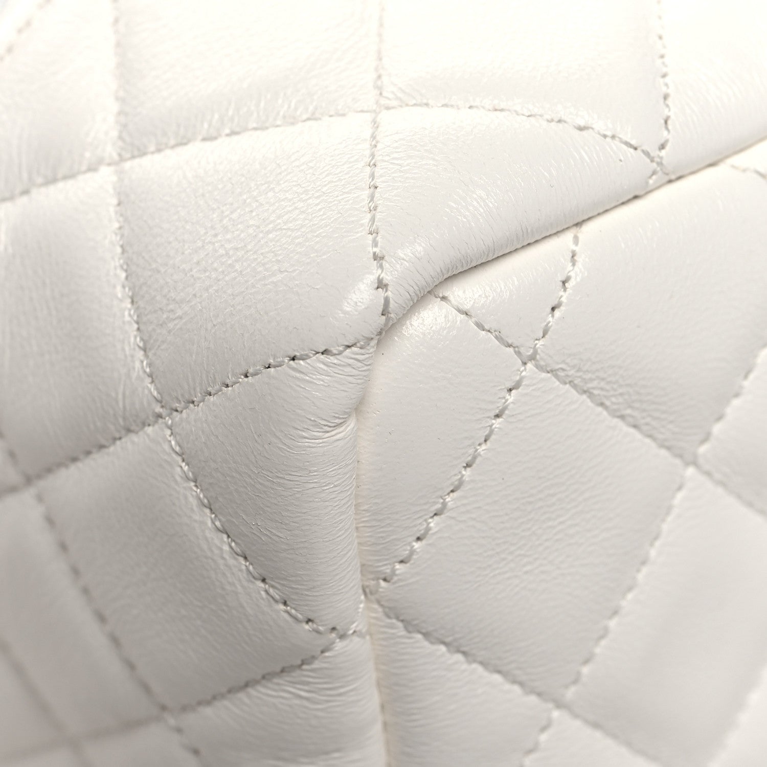 Chanel Lambskin Quilted Cube Chain Wristlet Case White 9 of 12