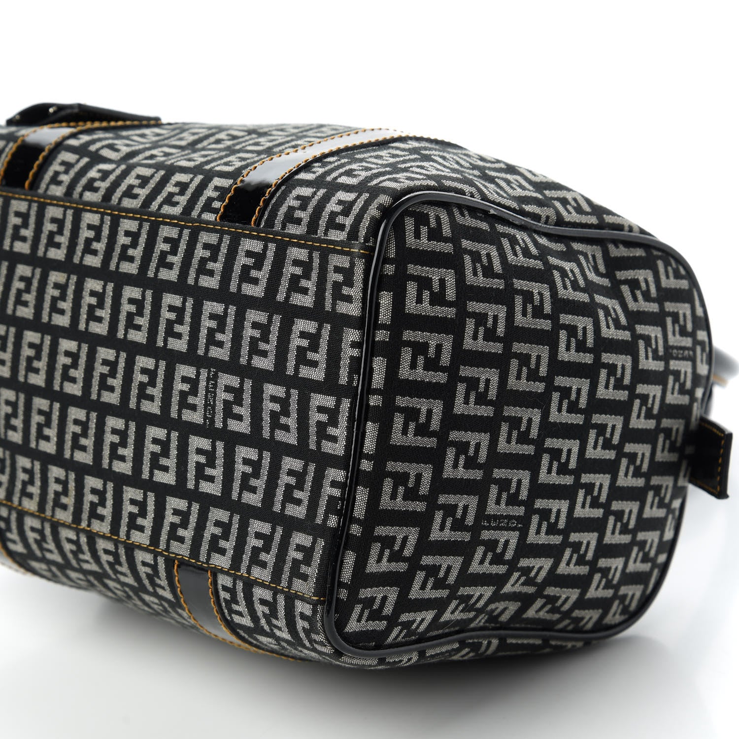 Fendi Zucchino Patent Small Forever Boston Black Panna 7 of 10