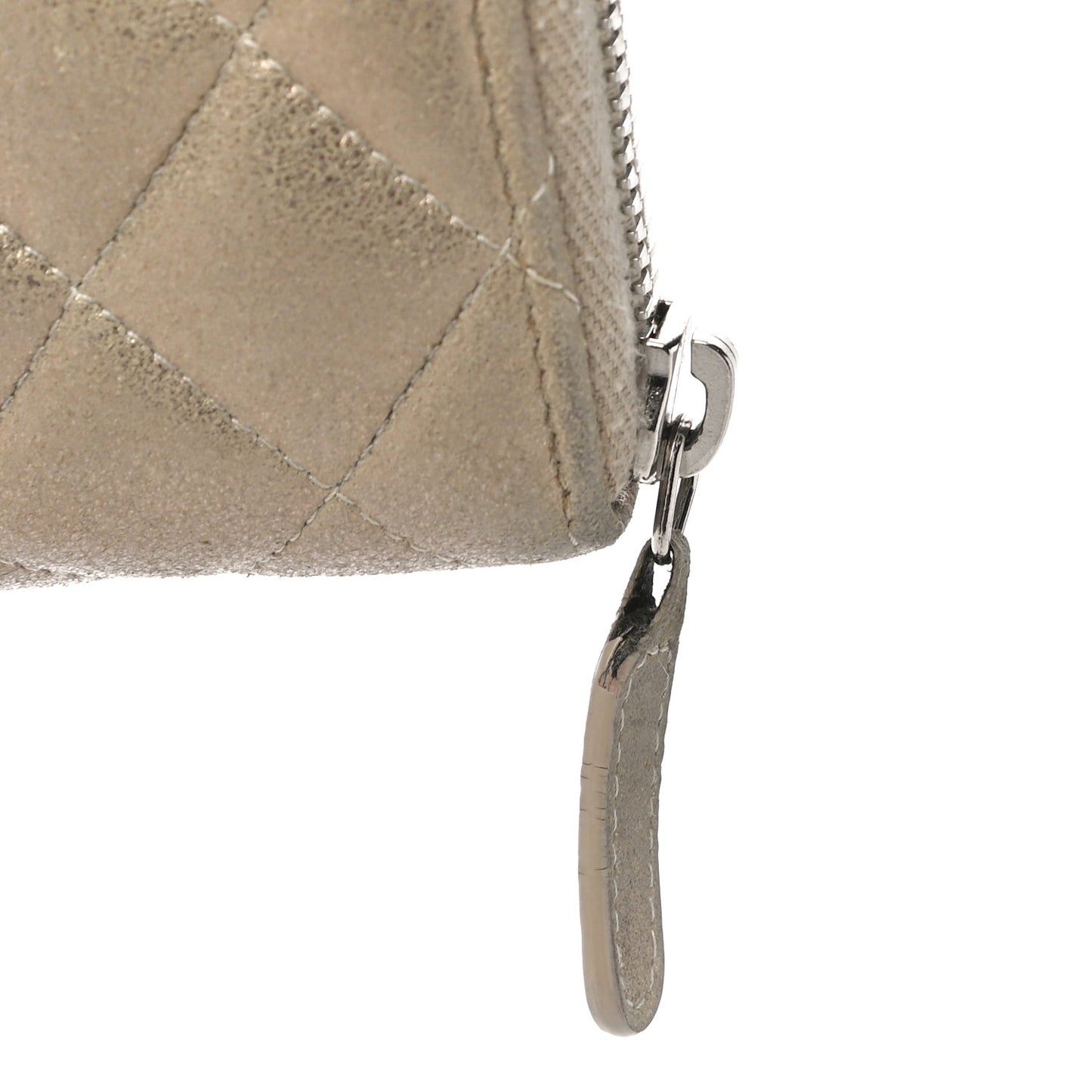 Metallic Lambskin Quilted Gusset Wallet Gold