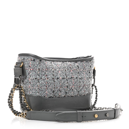 Chanel Tweed Calfskin Quilted Small Gabrielle Hobo Grey 3 of 9