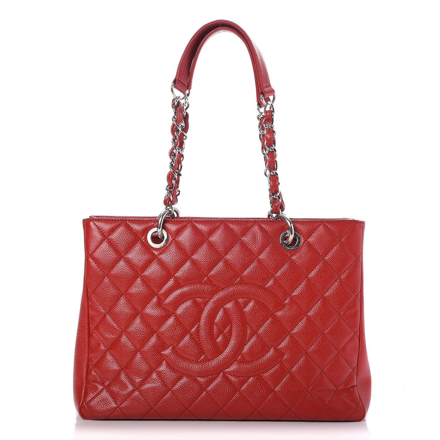 Chanel Caviar Quilted Grand Shopping Tote GST Red 1 of 7