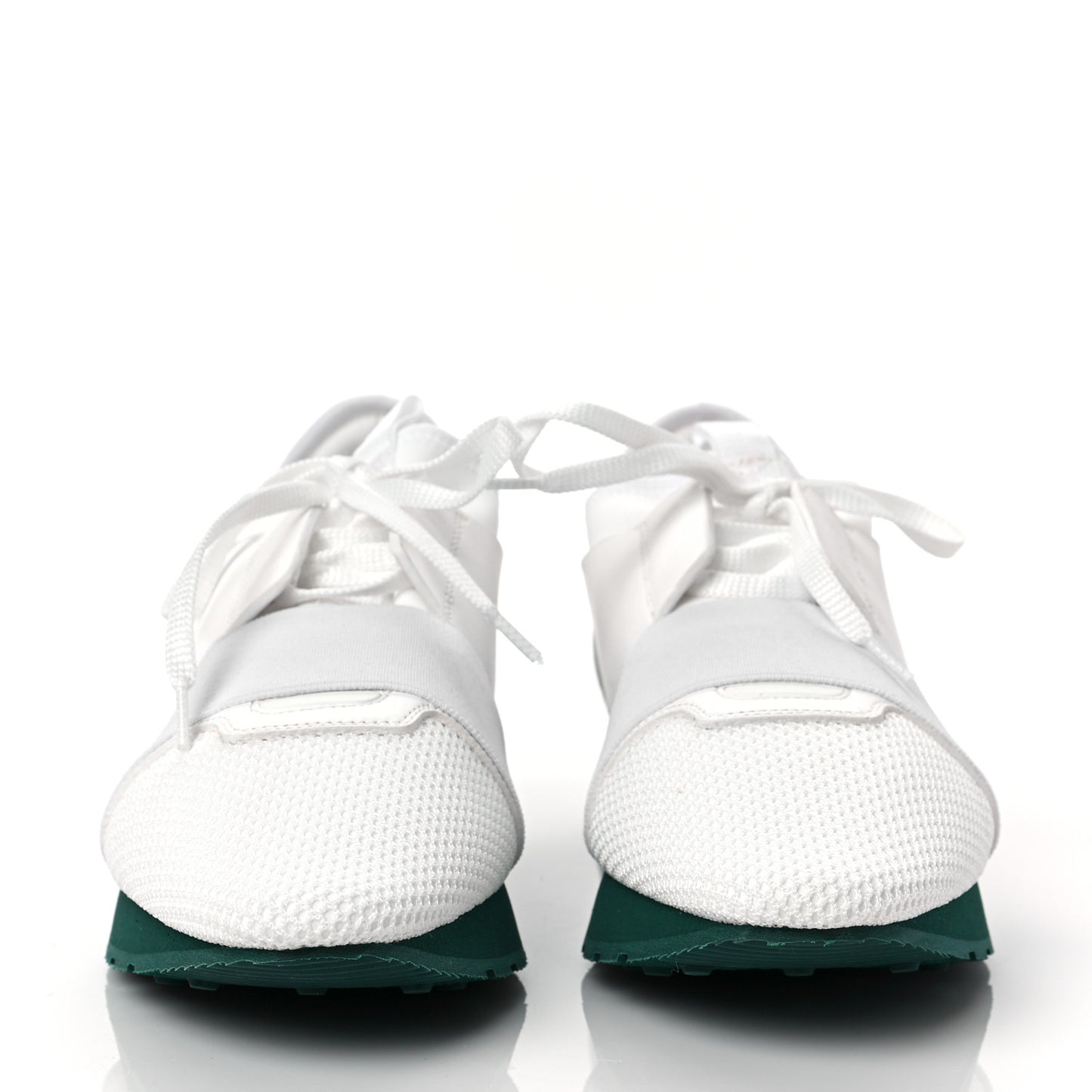 Mesh Calfskin Neoprene Womens Race Runner Sneakers 40 White