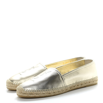 Saint Laurent Metallic Lambskin Monogram Espadrilles 42 Gold 3 of 8