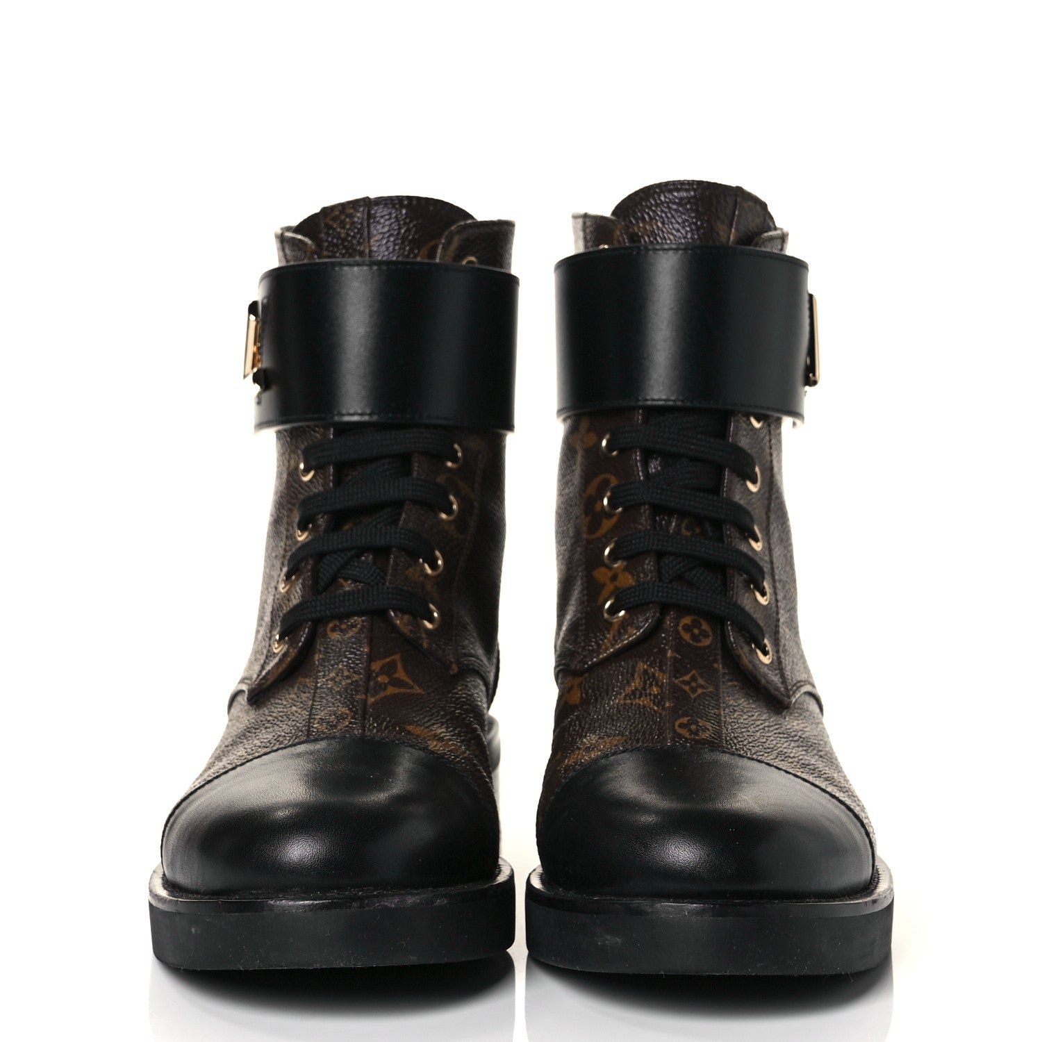 Louis Vuitton Calfskin Monogram Wonderland Flat Ranger Boots 39 Black 2 of 6