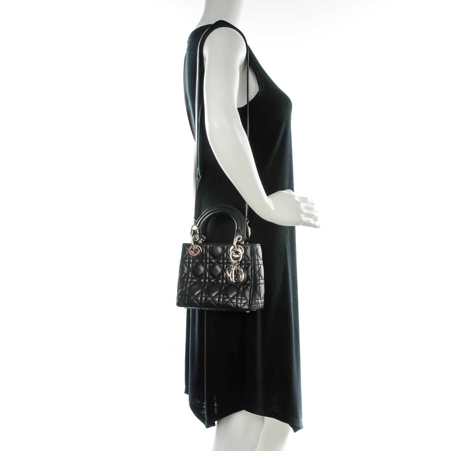 Christian Dior Lambskin Cannage Mini Lady Dior Black 2 of 7