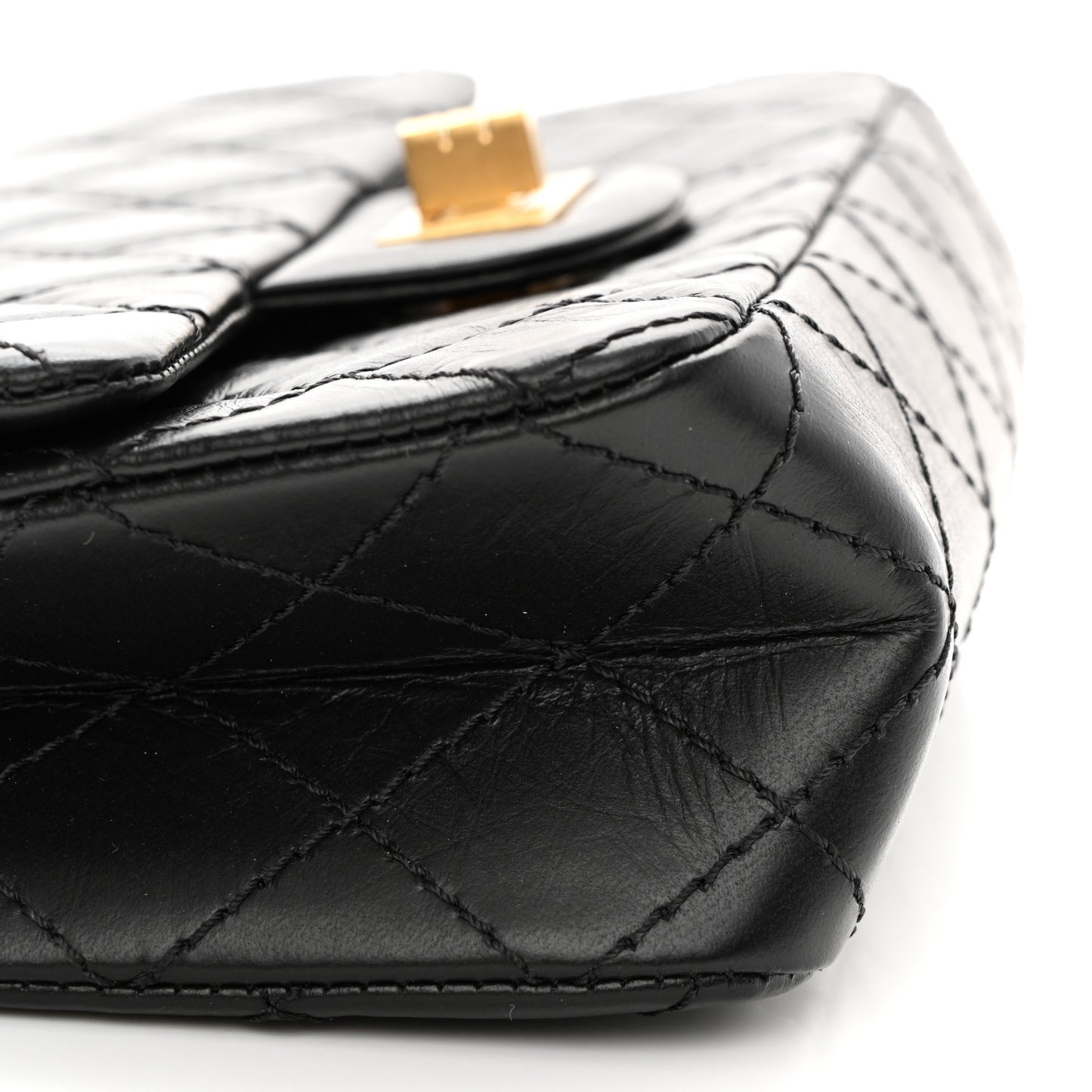 Aged Calfskin Quilted 2.55 Reissue Mini Flap Black