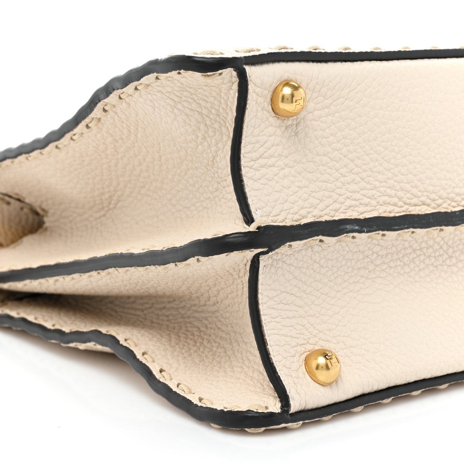 Fendi Vitello Granato Camoscio Selleria Macro Stitchings Medium Peekaboo I SEE U Satchel White 9 of 13