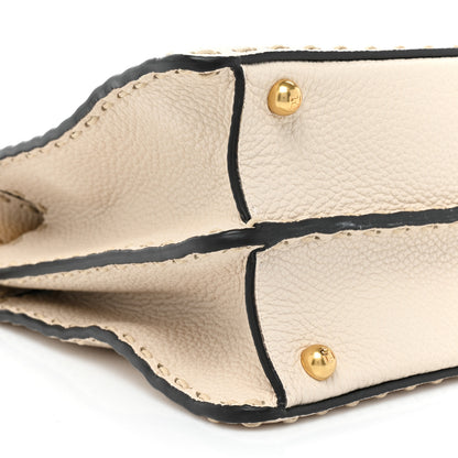 Fendi Vitello Granato Camoscio Selleria Macro Stitchings Medium Peekaboo I SEE U Satchel White 9 of 13