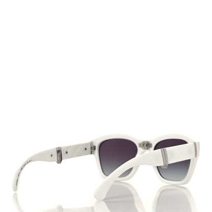 Chanel Acetate Metal Square Folding Sunglasses 6055-B White 4 of 8