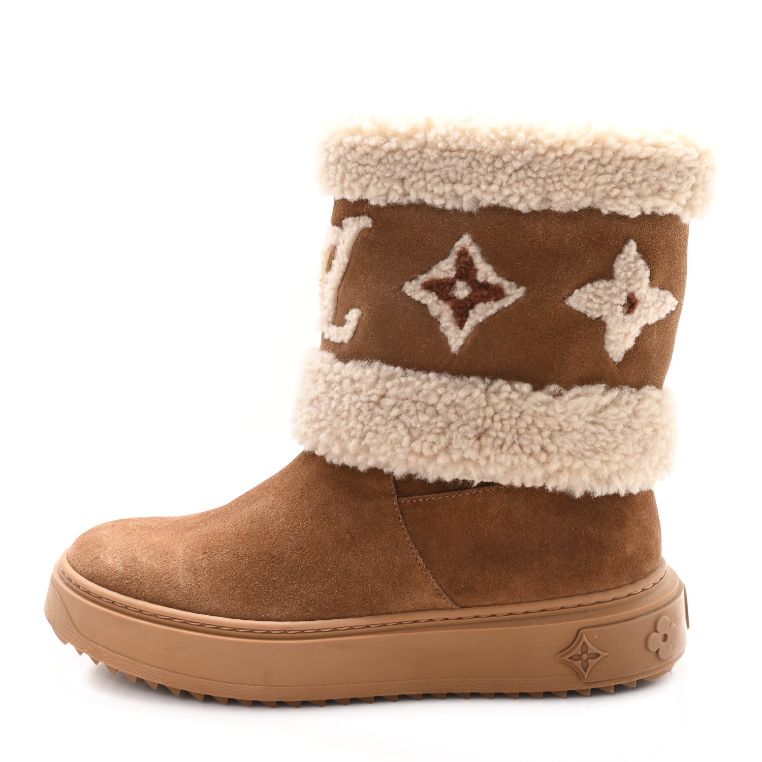 Louis Vuitton Suede Calfskin Shearling Snowdrop Flat Ankle Boot 36.5 Cognac 1 of 10