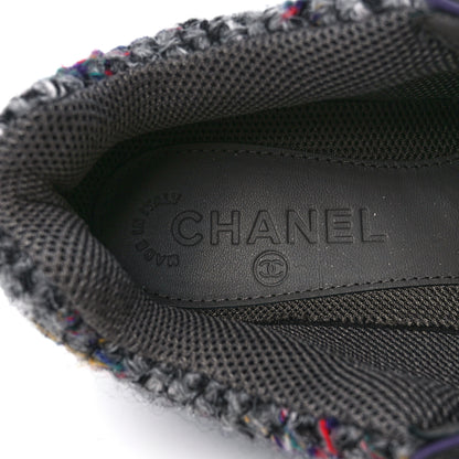Chanel Suede Tweed Goatskin CC Sneakers 37.5 Grey Purple 7 of 8