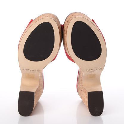 Jimmy Choo Suede Cork DeeDee Platform Sandals 39 Red 7 of 11