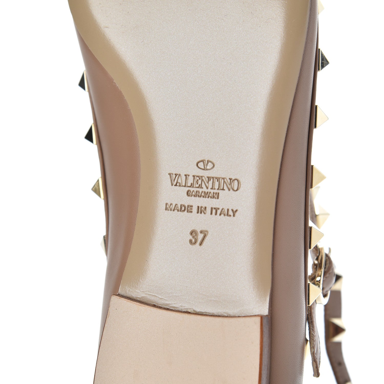 Valentino Garavani Nappa Rockstud Cage Flats 37 Beige 7 of 21