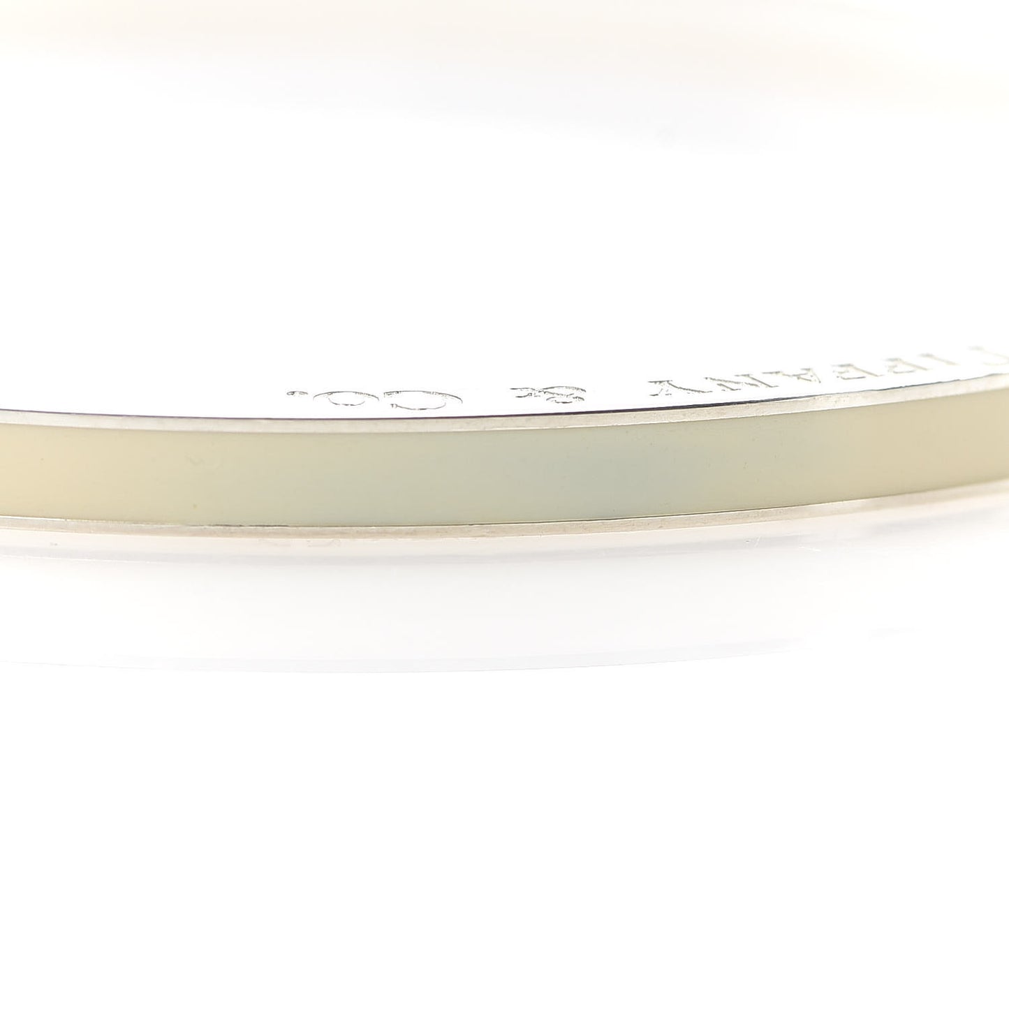 Sterling Silver Enamel Bangle Bracelet Cream