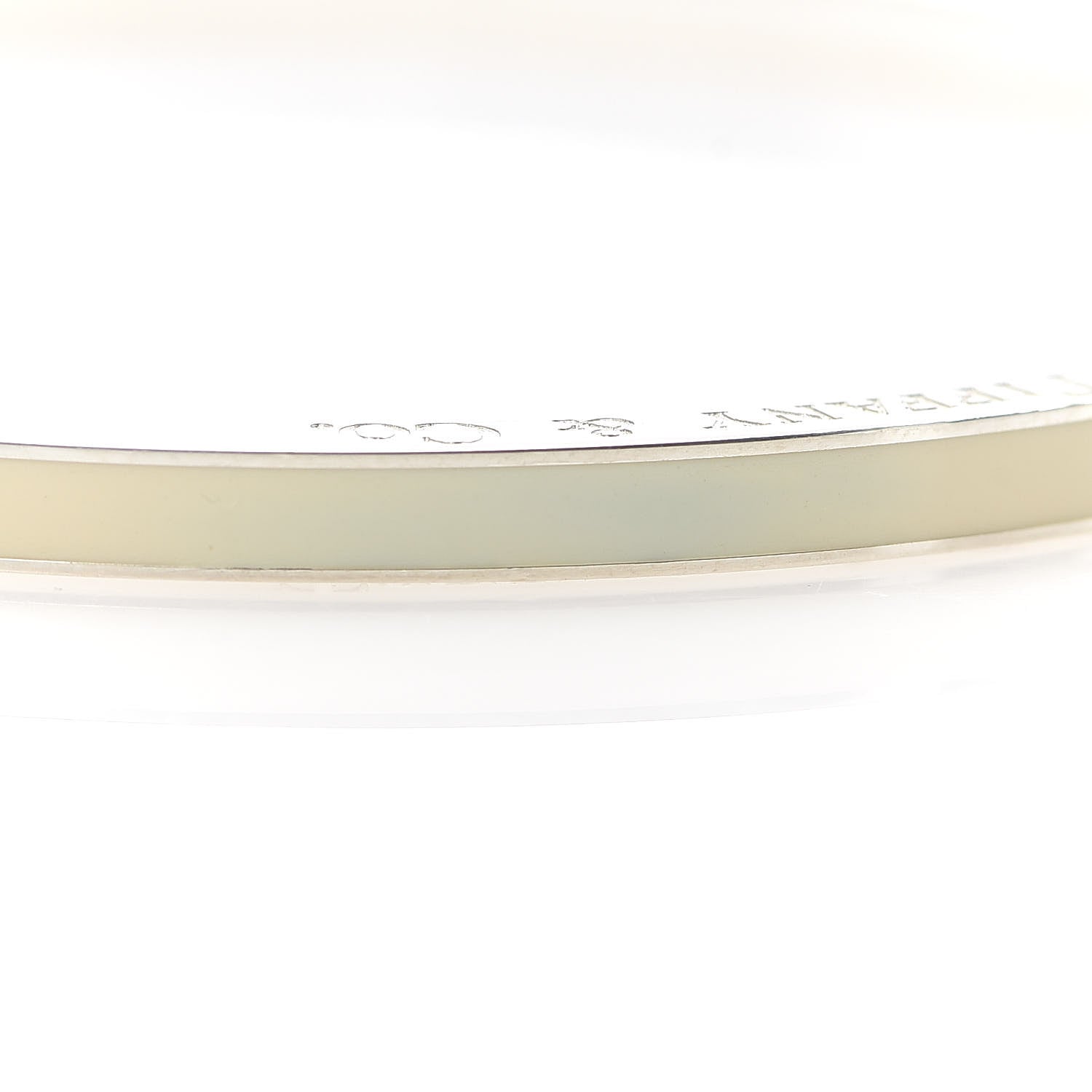 Tiffany Sterling Silver Enamel Bangle Bracelet Cream 6 of 7