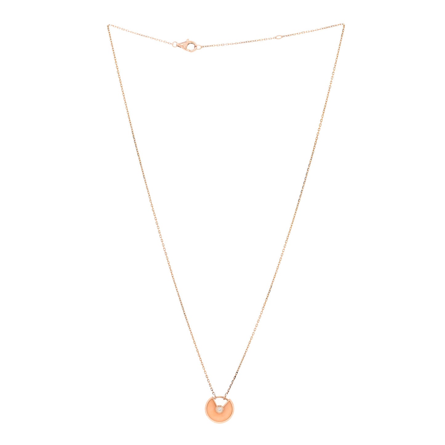 18K Pink Gold Diamond Pink Opal XS Amulette de Cartier Pendant Necklace