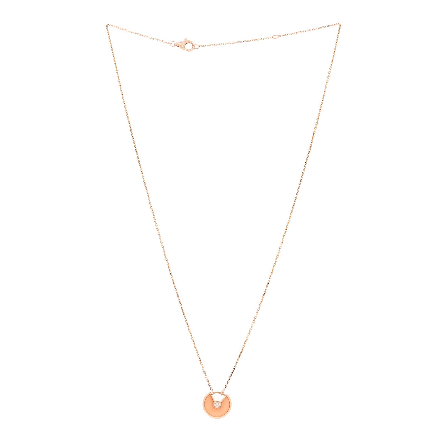 Cartier 18K Pink Gold Diamond Pink Opal XS Amulette de Cartier Pendant Necklace 3 of 5