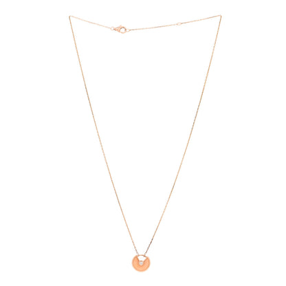 Cartier 18K Pink Gold Diamond Pink Opal XS Amulette de Cartier Pendant Necklace 3 of 5