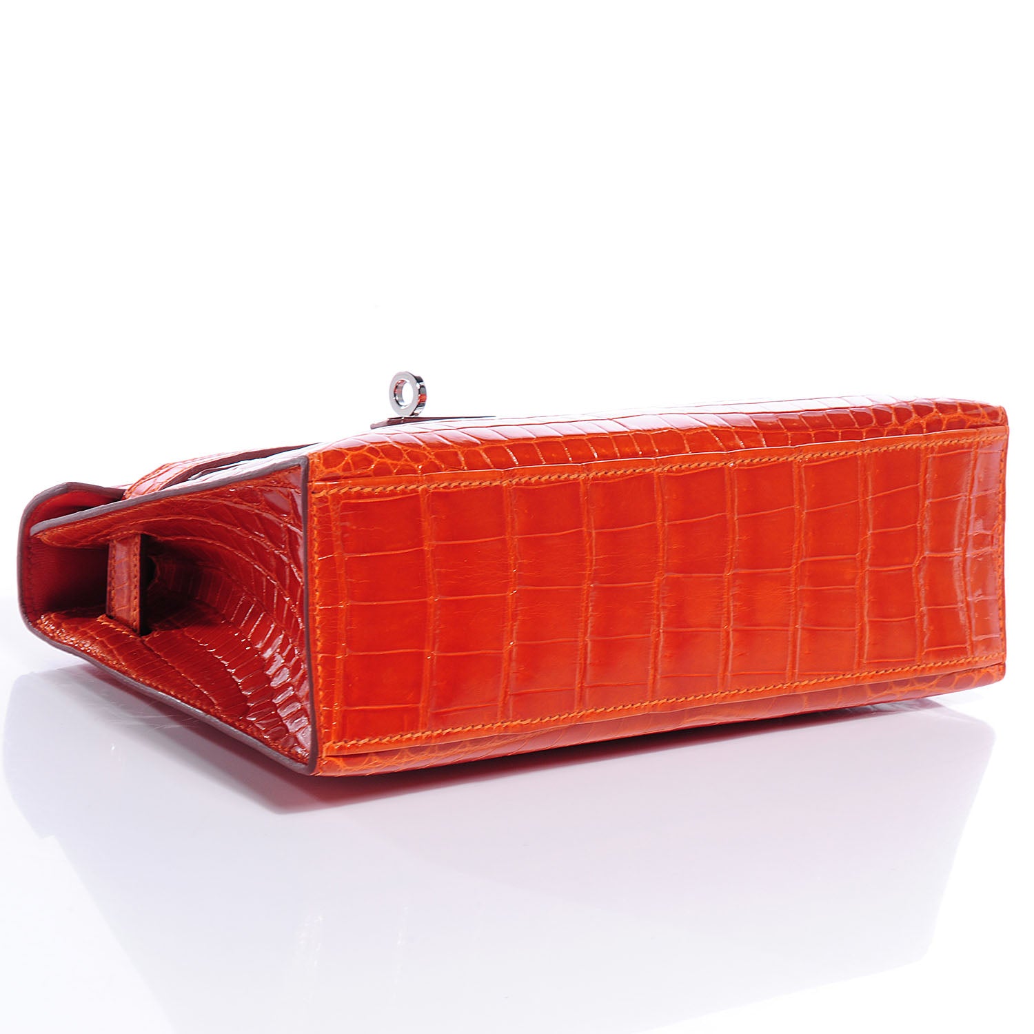 Hermes Shiny Niloticus Crocodile Kelly Pochette Orange 4 of 8