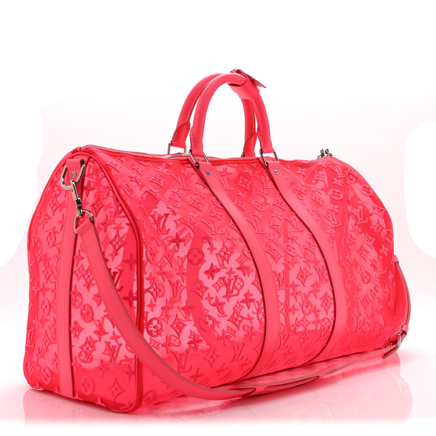 Louis Vuitton Monogram Fluo See Through Keepall Bandouliere 50 Rose 2 of 9