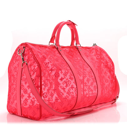 Louis Vuitton Monogram Fluo See Through Keepall Bandouliere 50 Rose 2 of 9