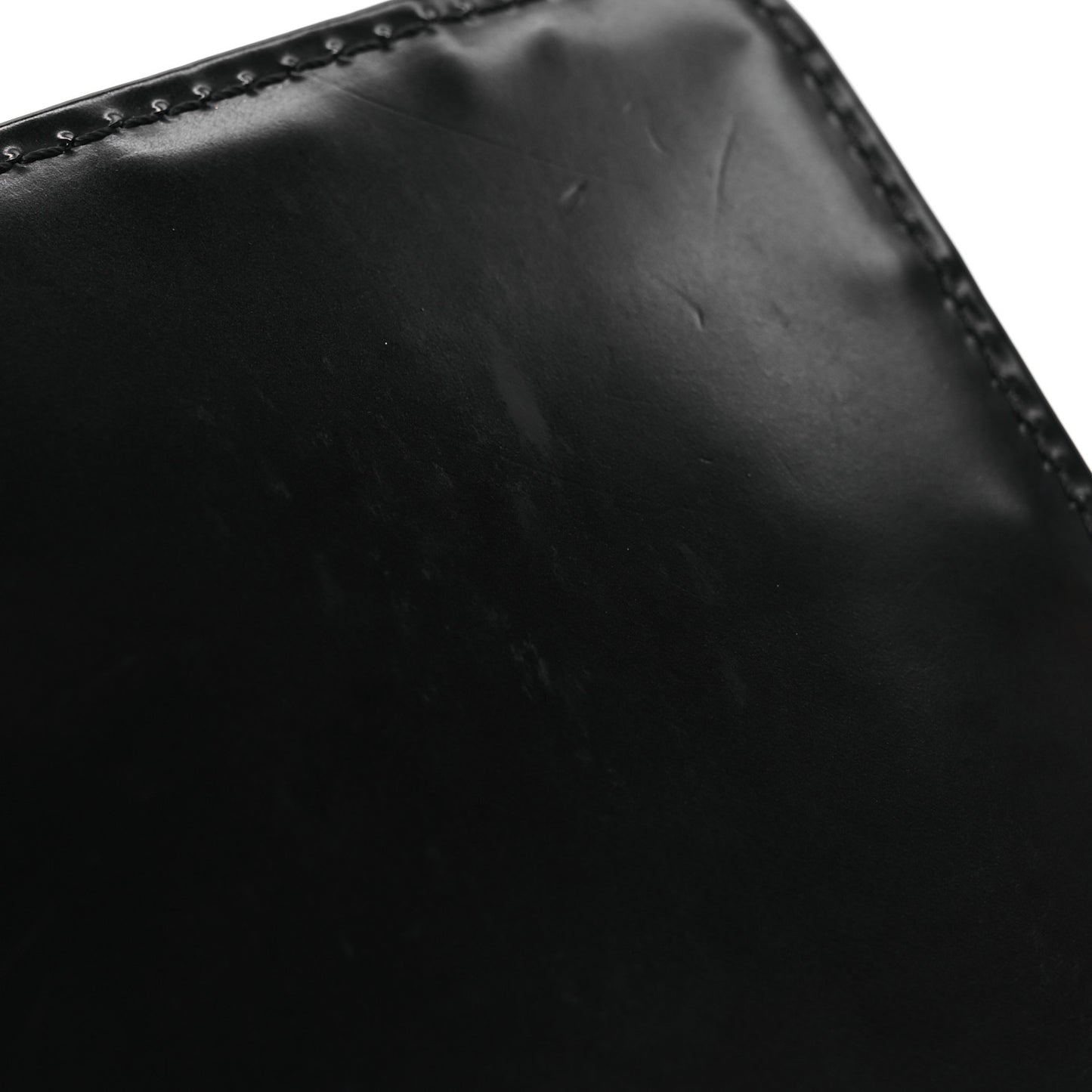 Glazed Calfskin Medium Boy Flap Black