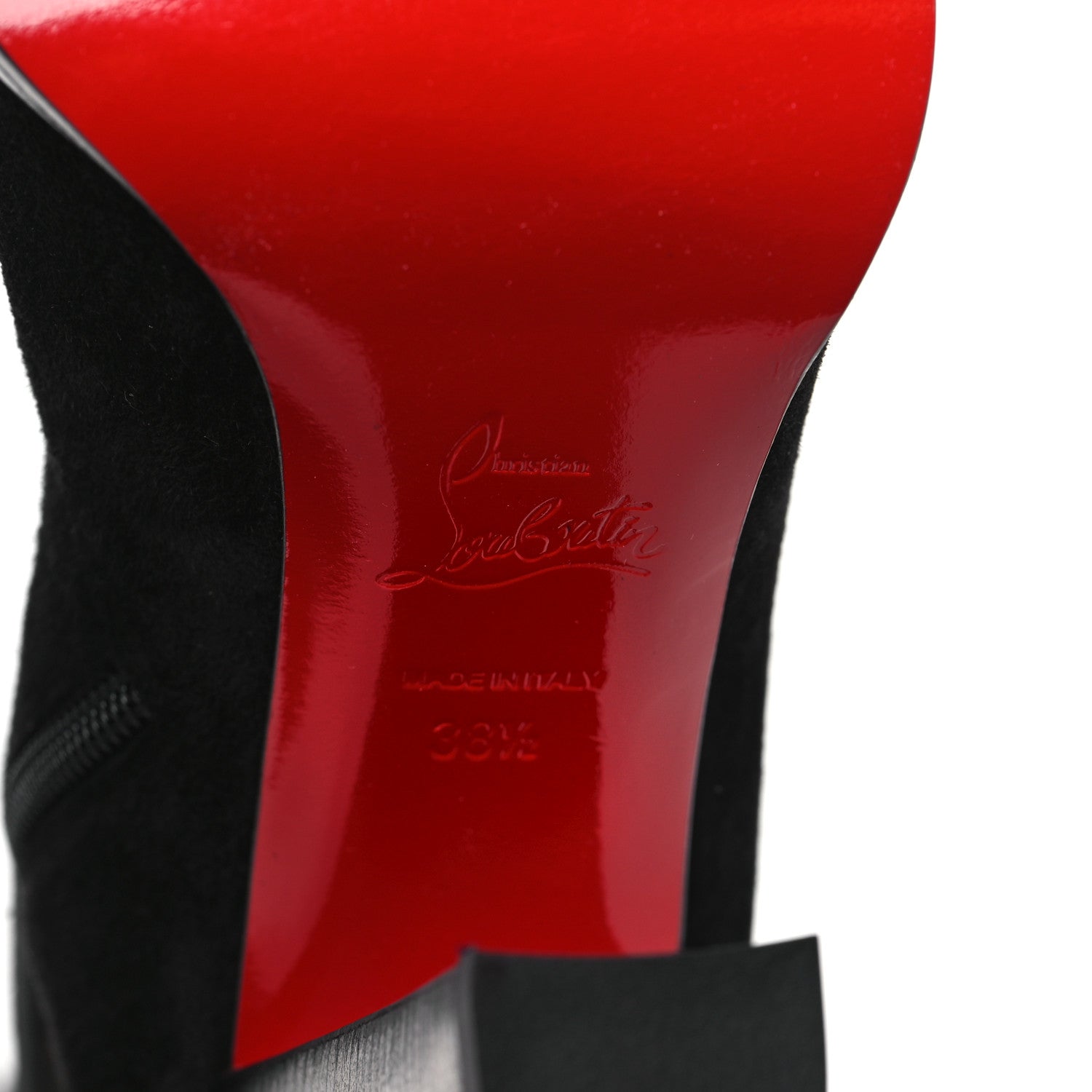 Christian Louboutin Veau Velours Verusch 100 Over The Knee Boots 38.5 Black 6 of 7