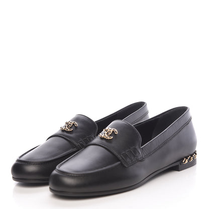 Chanel Calfskin CC Chain Mocassin Loafers 36 Black 3 of 9