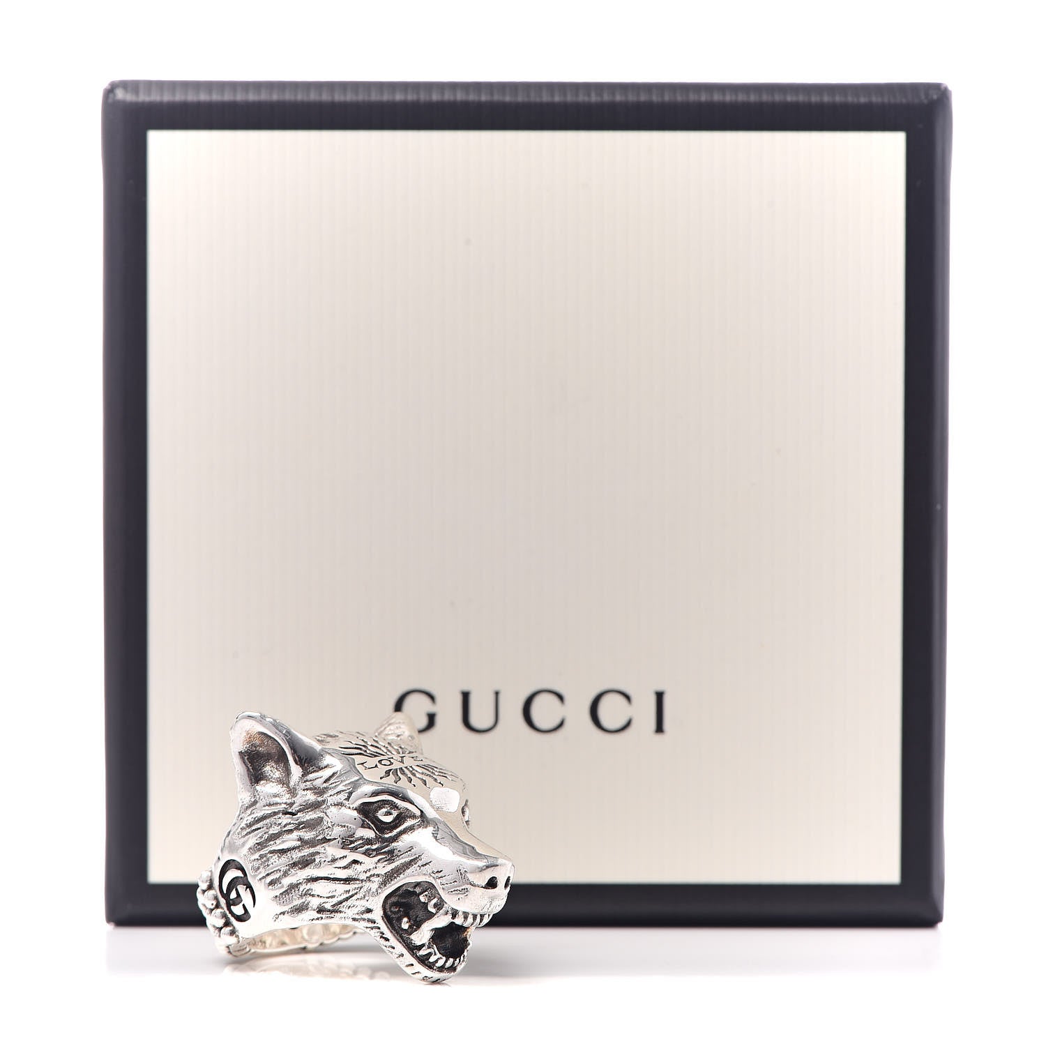 Gucci Sterling Silver Anger Forest Wolf Head Ring 54 6.75 10 of 10