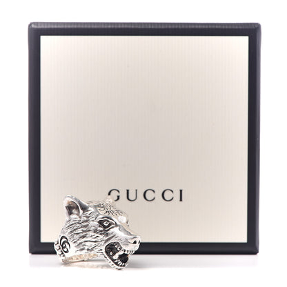 Gucci Sterling Silver Anger Forest Wolf Head Ring 54 6.75 10 of 10
