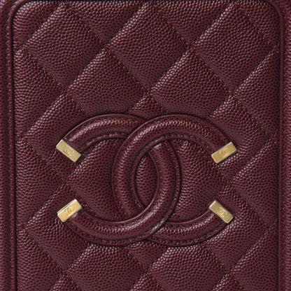Chanel Caviar Quilted CC North South Filigree Vanity Case Burgundy 10 of 10
