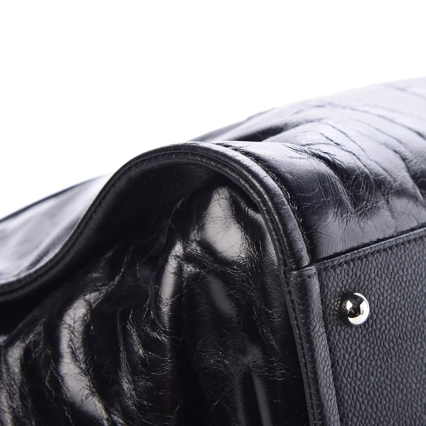 Glazed Calfskin Large Deauville Tote Black