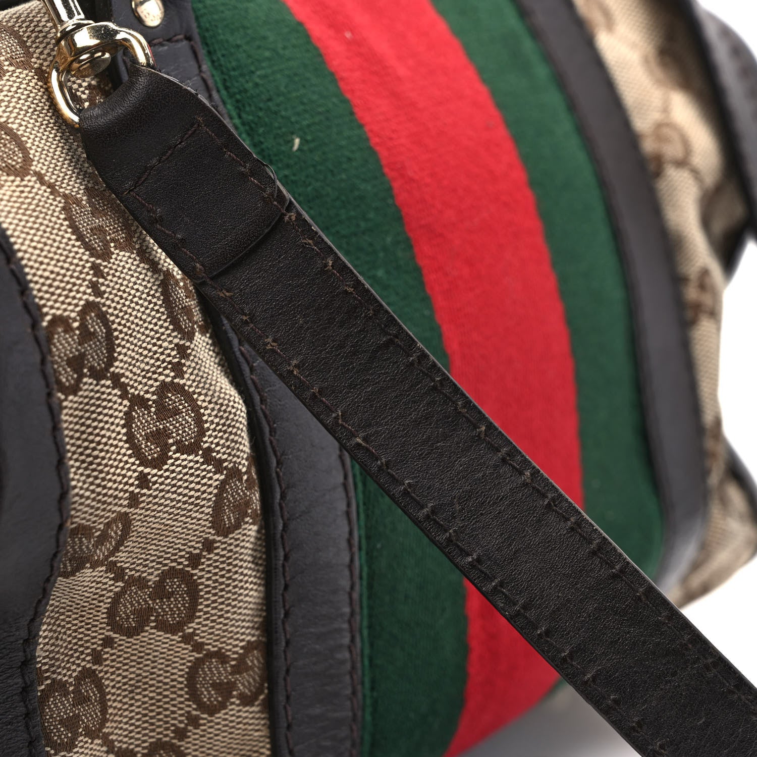Gucci Monogram Vintage Web Small Boston Dark Brown 18 of 18