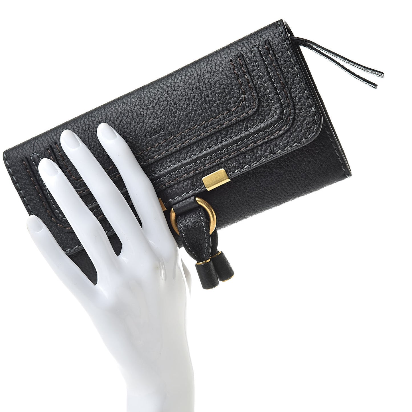 Calfskin Marcie Continental Flap Wallet Black
