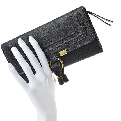 Chloe Calfskin Marcie Continental Flap Wallet Black 2 of 8