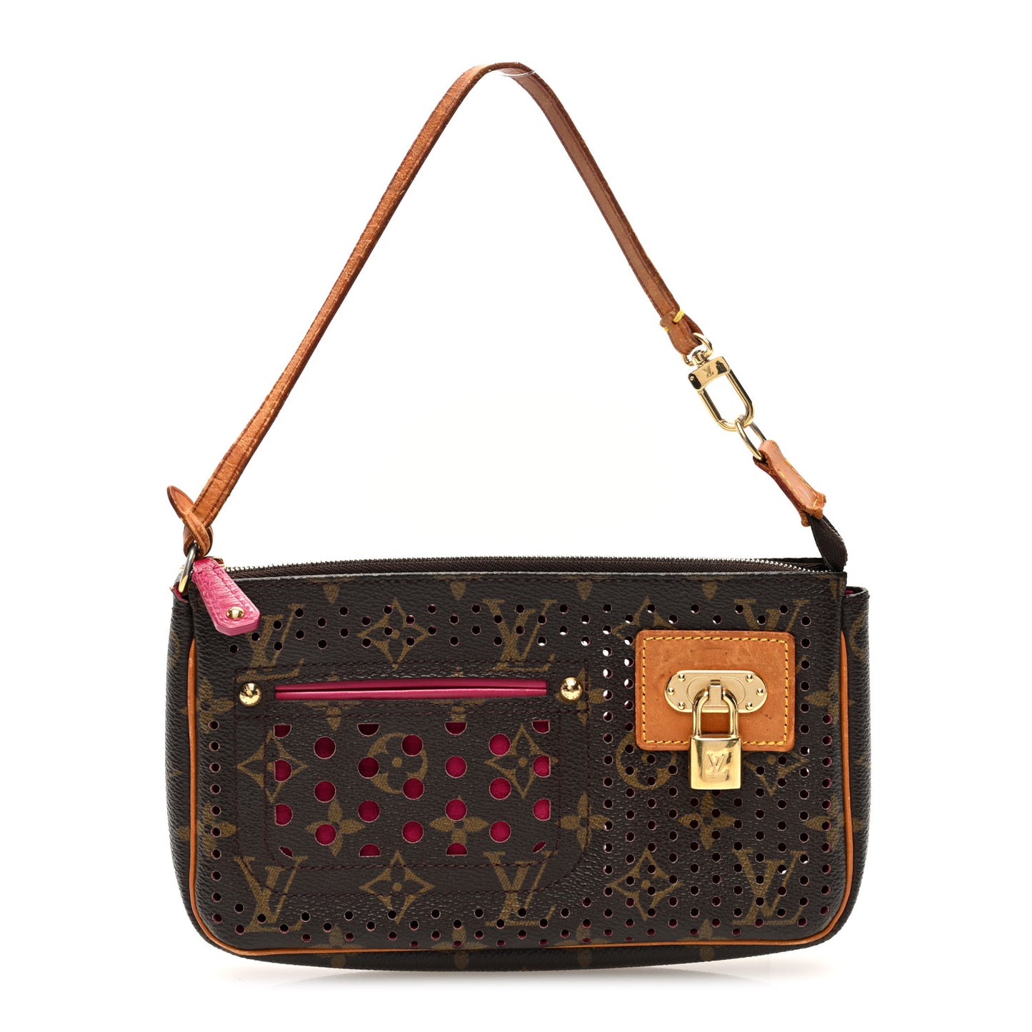 Monogram Perforated Pochette Accessories Bag Fuchsia