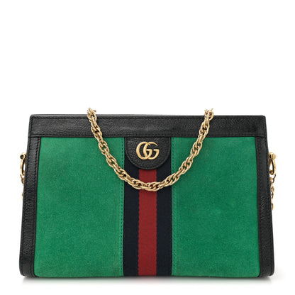 Gucci Suede Patent Web Medium Ophidia Chain Shoulder Bag New Shamarock Black 1 of 13