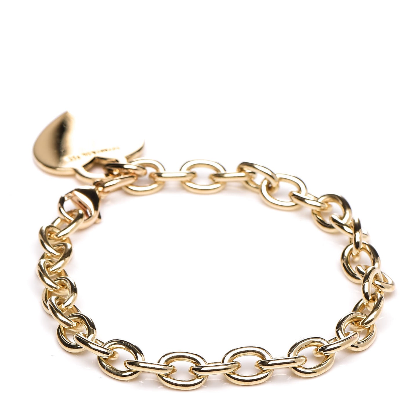 18K Yellow Gold Heart Tag Charm Bracelet