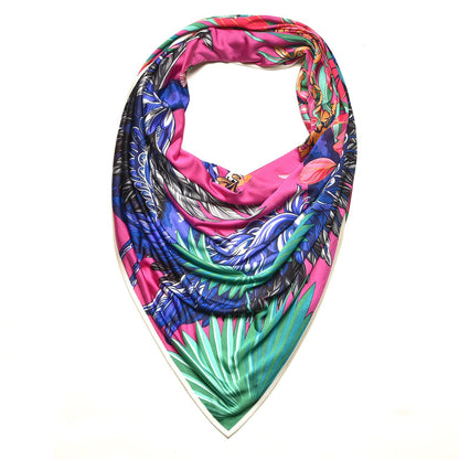 Hermes Silk Jersey Flamingo Party Maxi Pointe Triangle Scarf 1 of 8