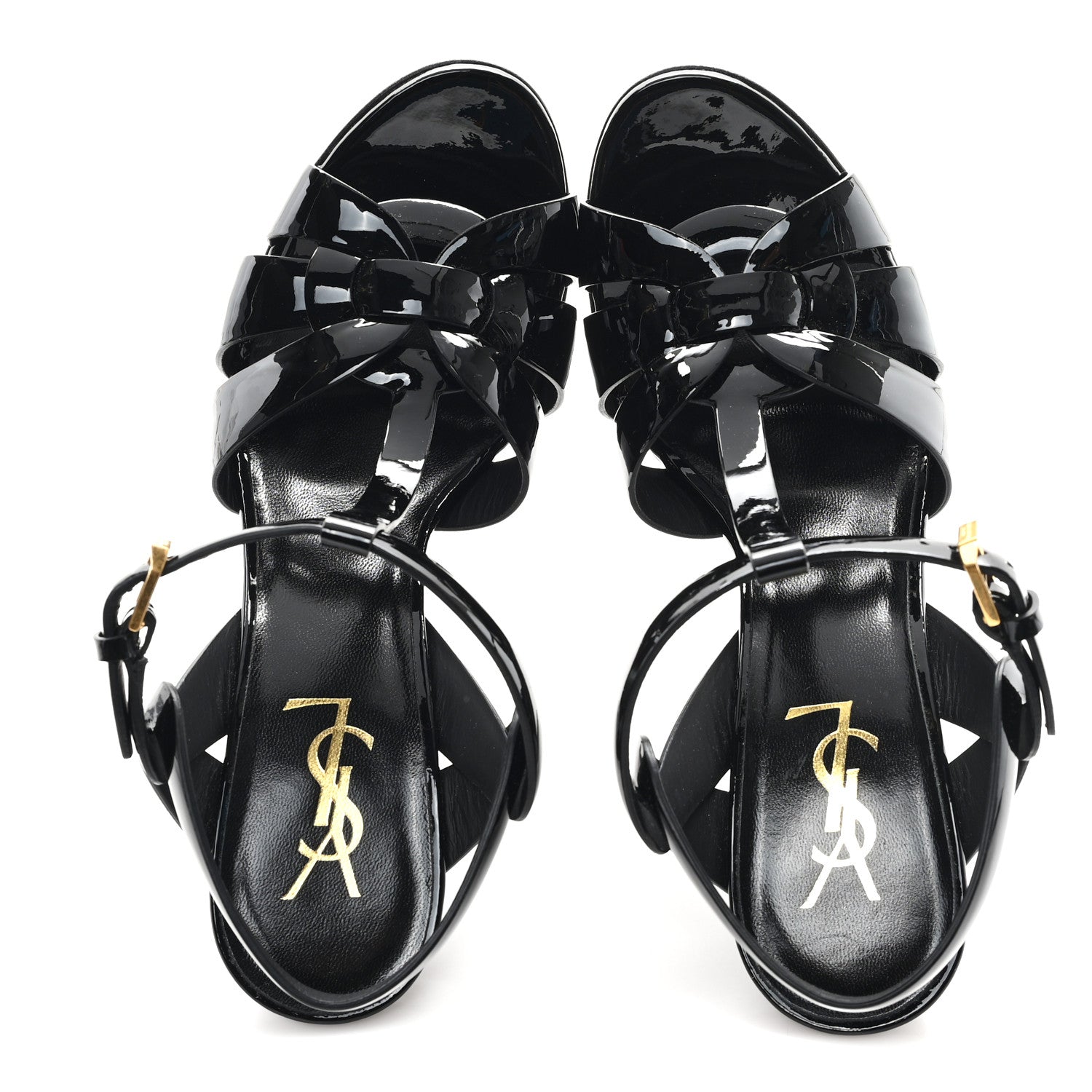 Saint Laurent Patent Tribute 105 Platform Sandals 38 Black 2 of 10