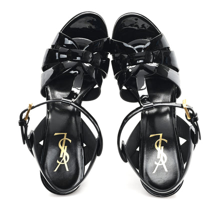 Saint Laurent Patent Tribute 105 Platform Sandals 38 Black 2 of 10