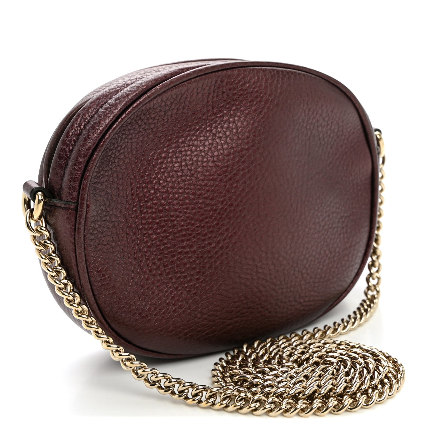 Metallic Pebbled Calfskin Mini Soho Chain Bag Purple