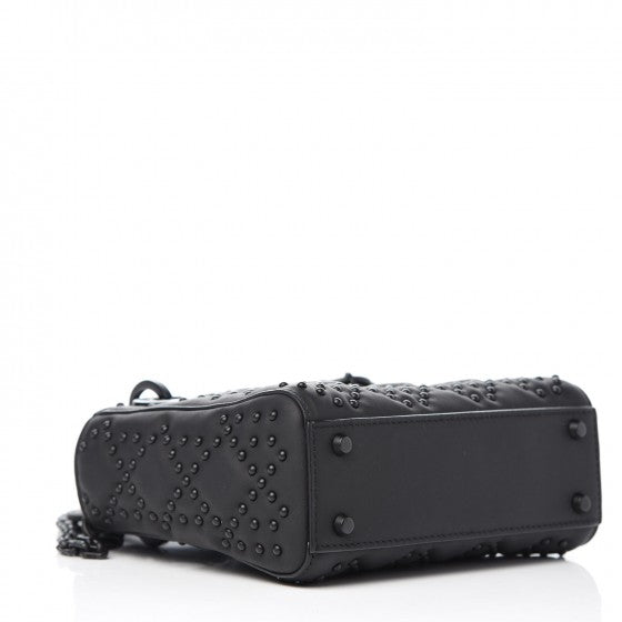 Ultra Matte Calfskin Cannage Studded Mini Supple Lady Dior Black