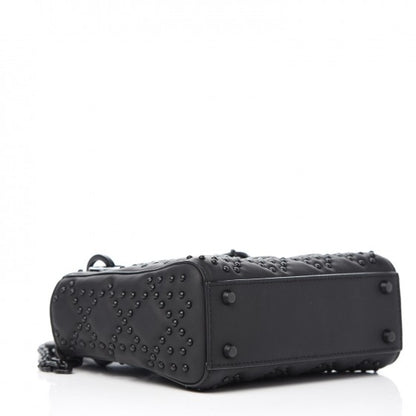Christian Dior Ultra Matte Calfskin Cannage Studded Mini Supple Lady Dior Black 4 of 9